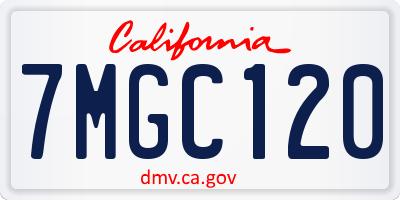 CA license plate 7MGC120