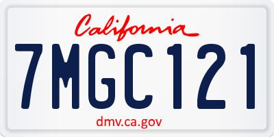 CA license plate 7MGC121