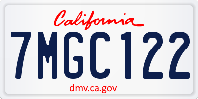 CA license plate 7MGC122