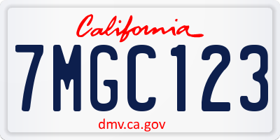 CA license plate 7MGC123