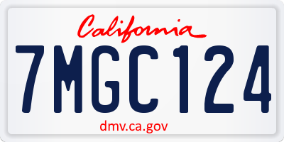 CA license plate 7MGC124