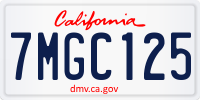 CA license plate 7MGC125