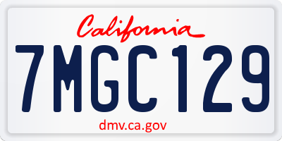 CA license plate 7MGC129