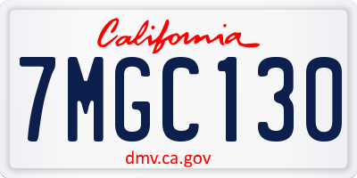 CA license plate 7MGC130