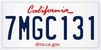 CA license plate 7MGC131