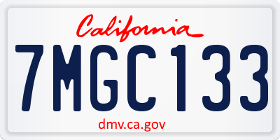 CA license plate 7MGC133