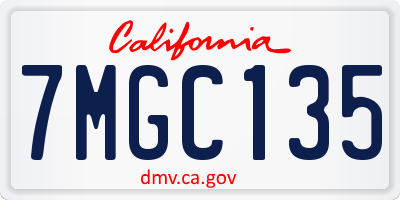 CA license plate 7MGC135