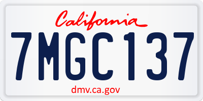 CA license plate 7MGC137