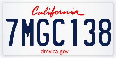 CA license plate 7MGC138