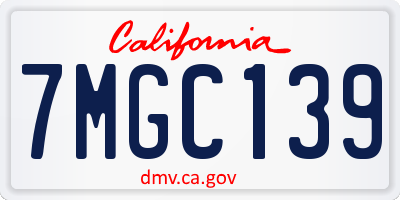 CA license plate 7MGC139