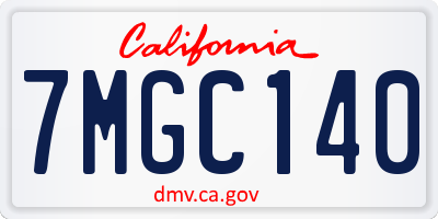 CA license plate 7MGC140