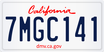 CA license plate 7MGC141