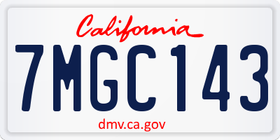 CA license plate 7MGC143