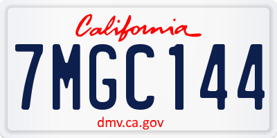 CA license plate 7MGC144