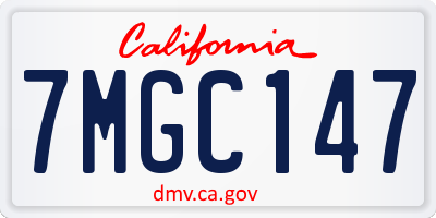 CA license plate 7MGC147