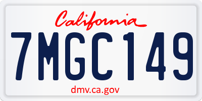 CA license plate 7MGC149