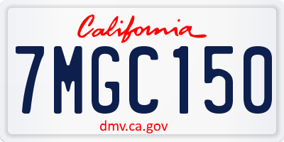 CA license plate 7MGC150