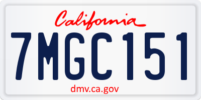 CA license plate 7MGC151