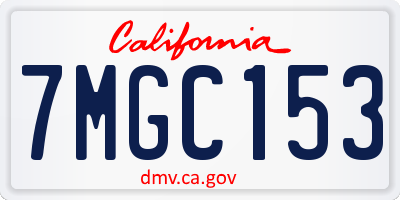 CA license plate 7MGC153