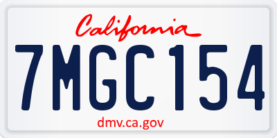 CA license plate 7MGC154