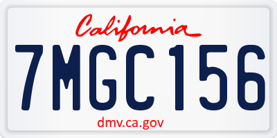 CA license plate 7MGC156