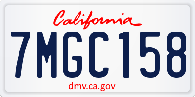 CA license plate 7MGC158