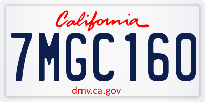 CA license plate 7MGC160