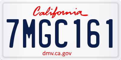 CA license plate 7MGC161