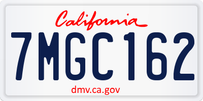 CA license plate 7MGC162