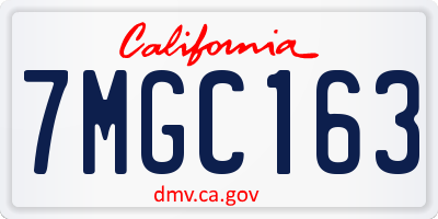 CA license plate 7MGC163