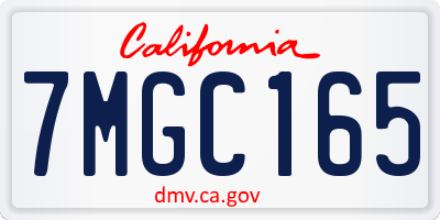 CA license plate 7MGC165