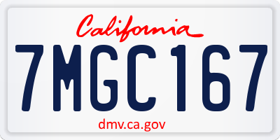 CA license plate 7MGC167