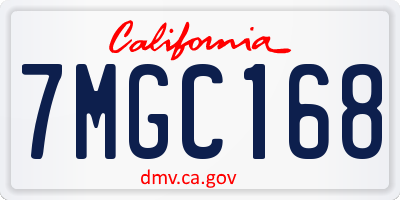 CA license plate 7MGC168