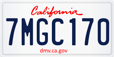 CA license plate 7MGC170