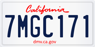 CA license plate 7MGC171