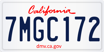 CA license plate 7MGC172