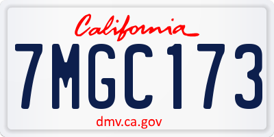 CA license plate 7MGC173