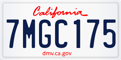 CA license plate 7MGC175