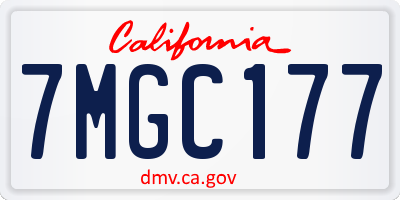 CA license plate 7MGC177