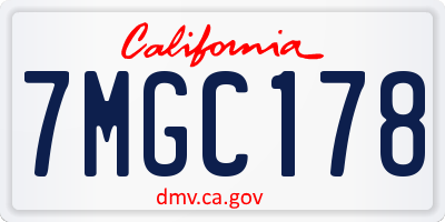 CA license plate 7MGC178