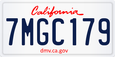 CA license plate 7MGC179