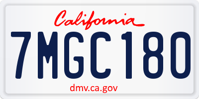 CA license plate 7MGC180