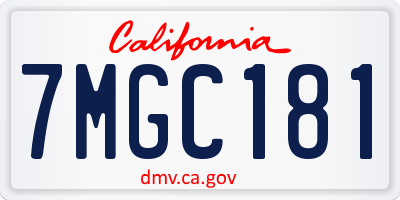 CA license plate 7MGC181