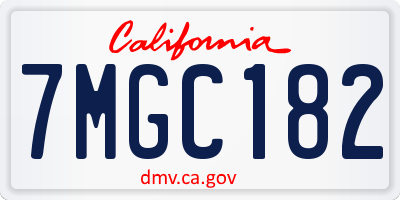 CA license plate 7MGC182