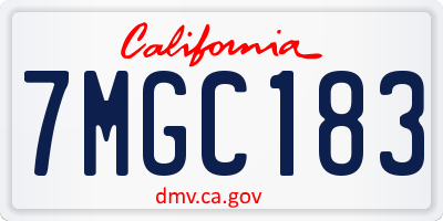 CA license plate 7MGC183