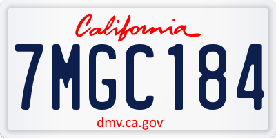 CA license plate 7MGC184