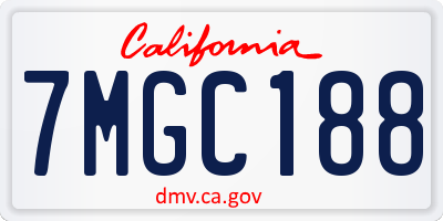 CA license plate 7MGC188