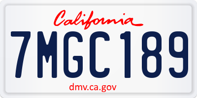 CA license plate 7MGC189