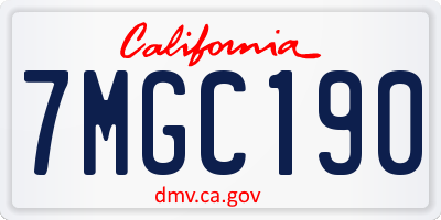 CA license plate 7MGC190