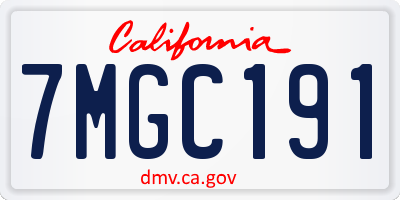 CA license plate 7MGC191